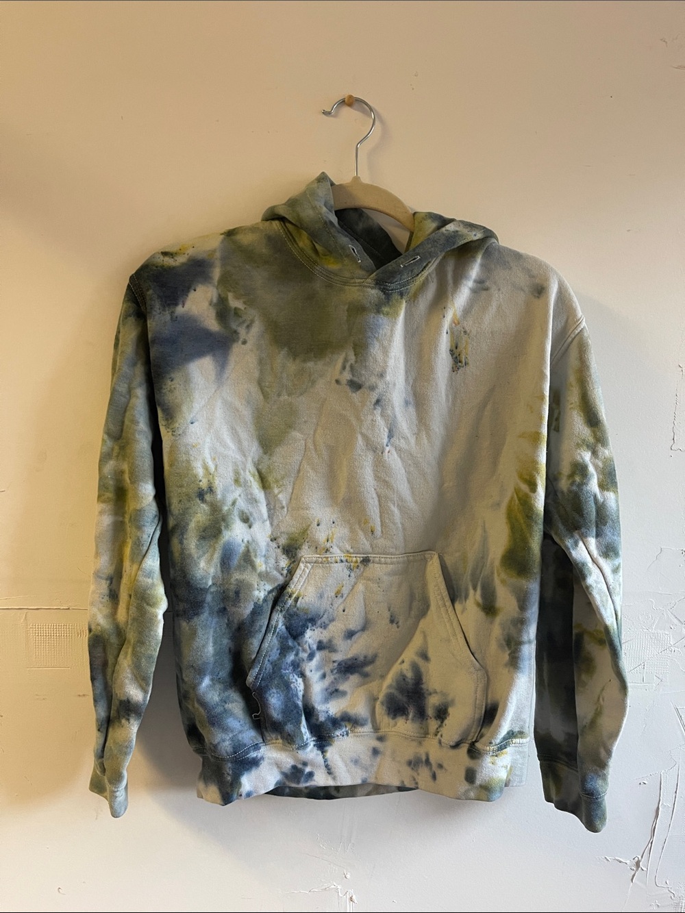 Tie-Dye Pullover Hoodie - Green & Blue